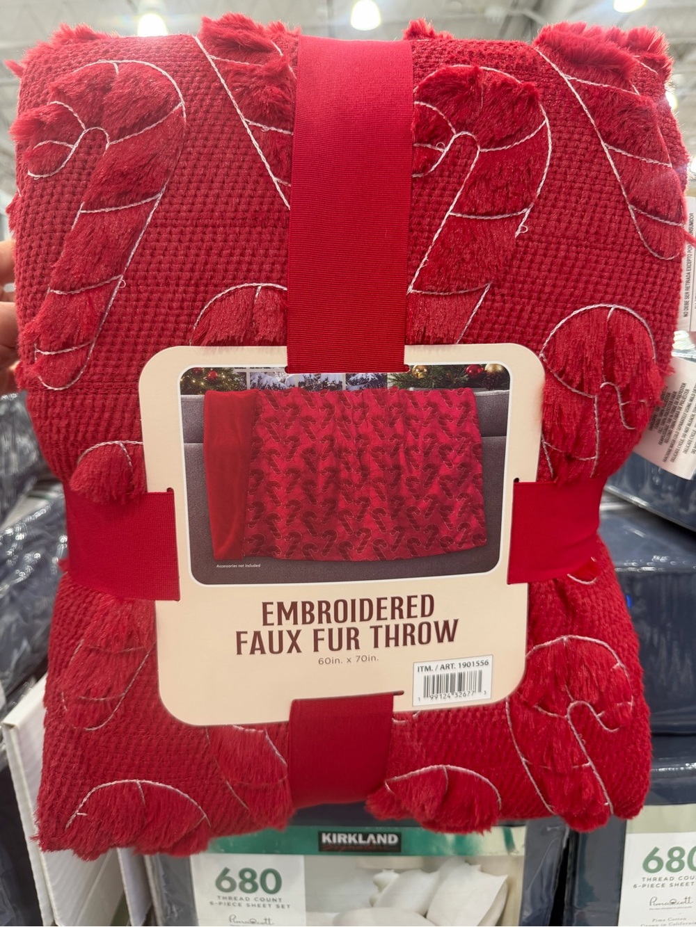 Viral Costco Kirkland Signature Red Embroidered Faux Fur Throw Blanket